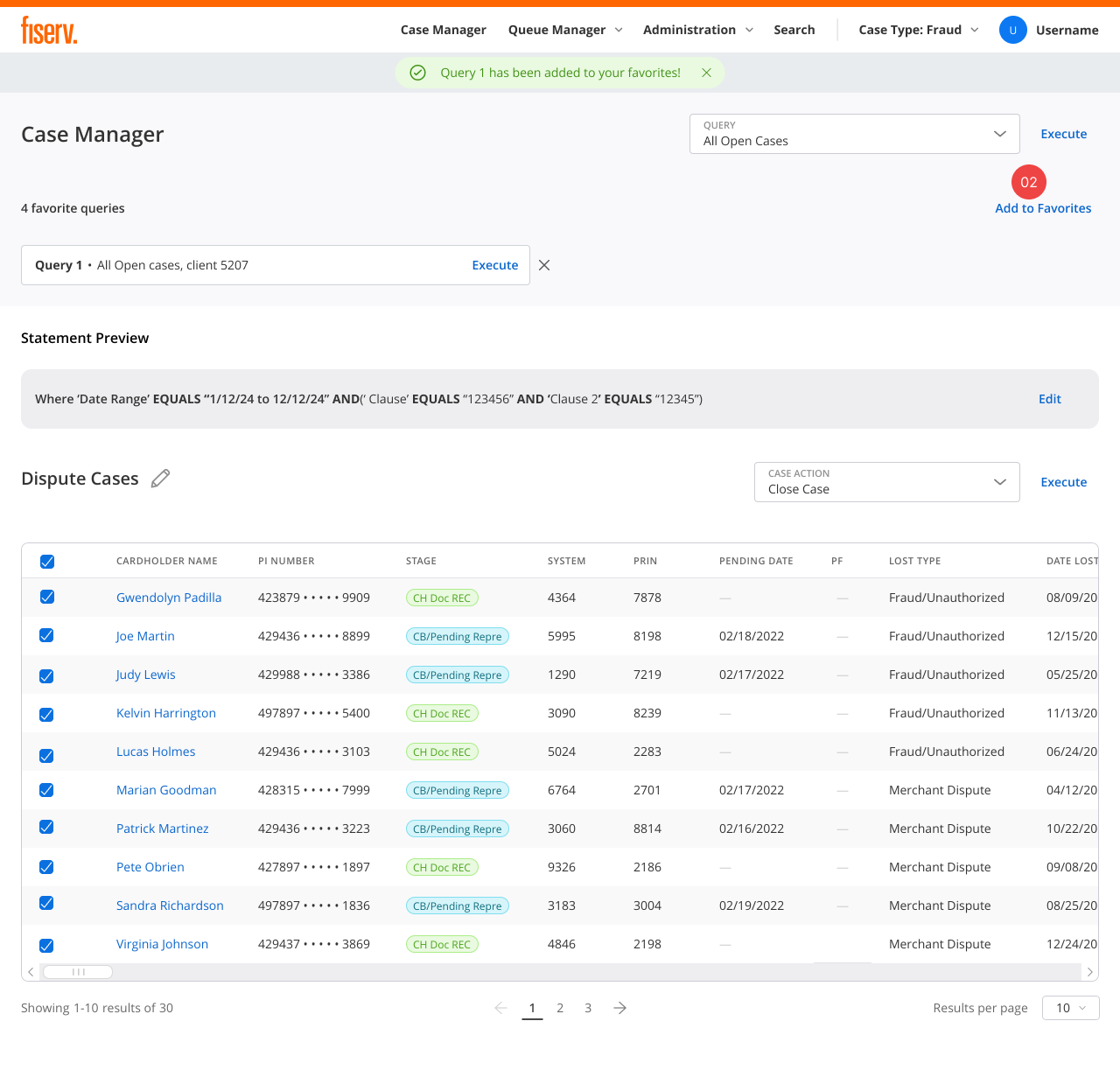 Queue management with bulk actions