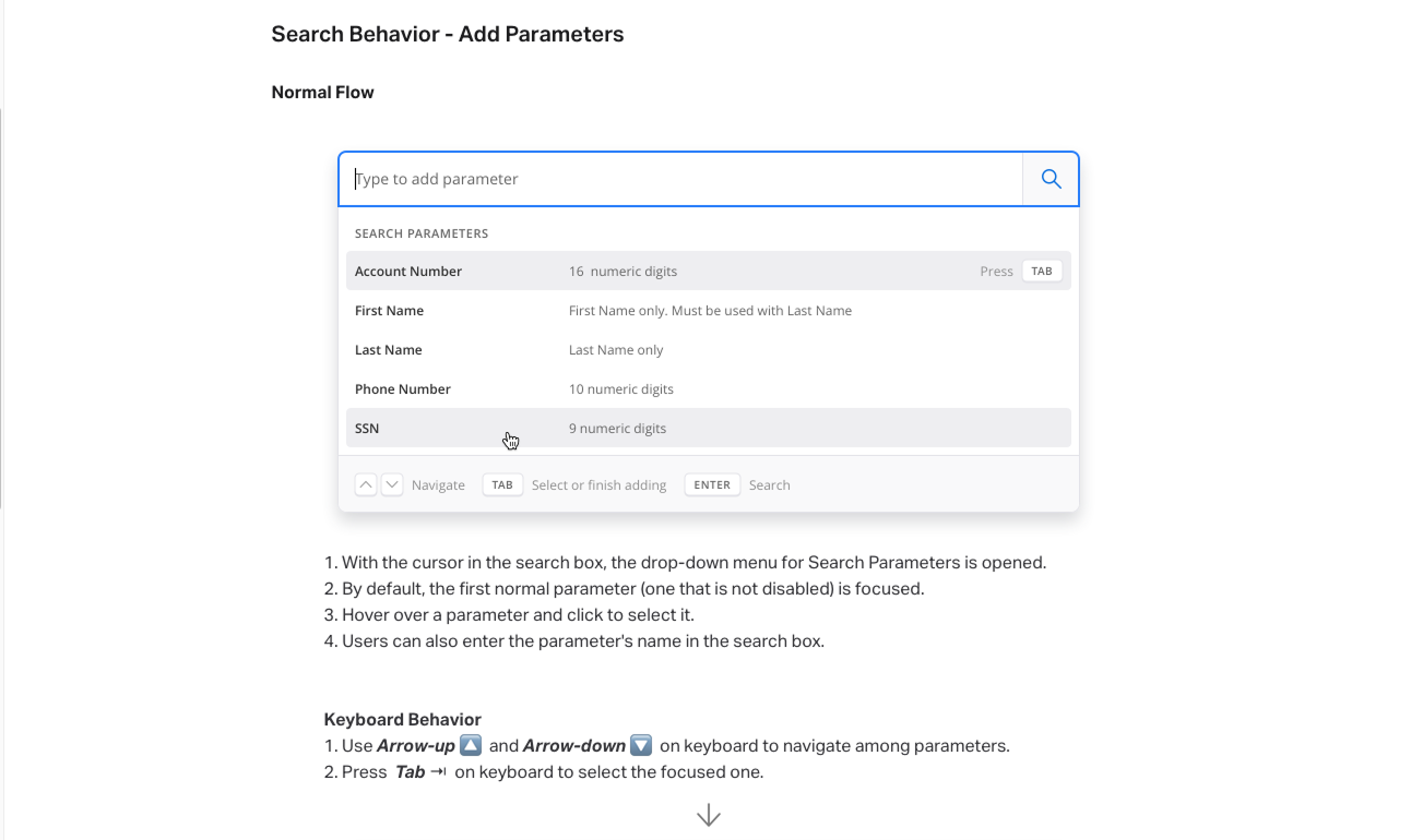 Advanced search with composable parameters