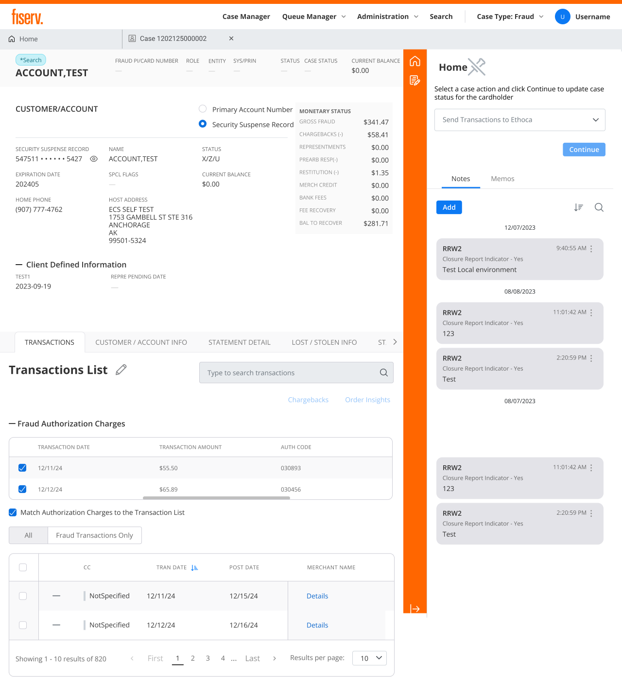 Matching pending fraud authorization charges to the posted transaction list inside a case