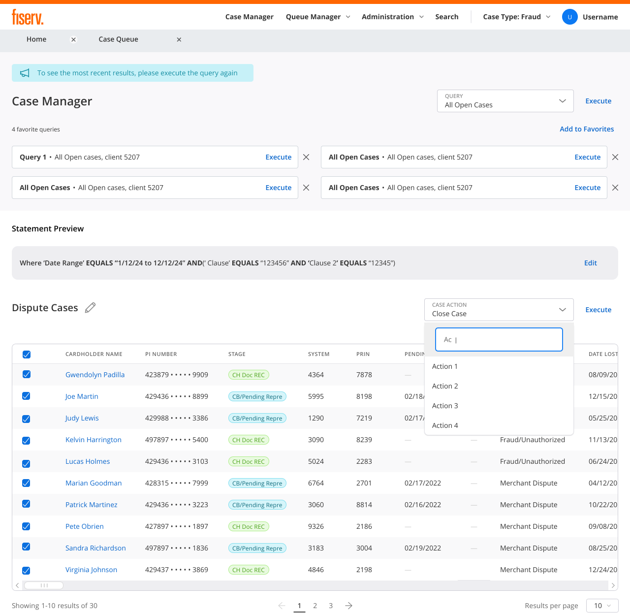 Agent Case Manager: running a saved query and applying a case action across every matching case