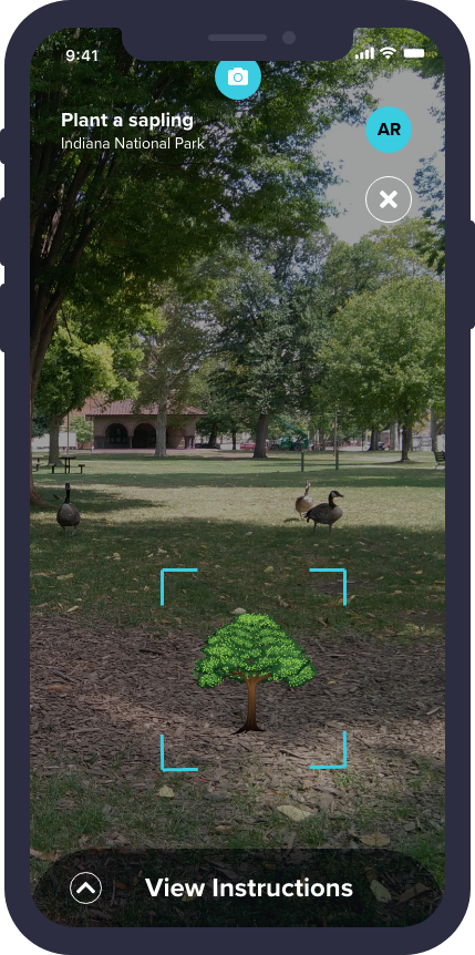 AR mode screens for trail exploration