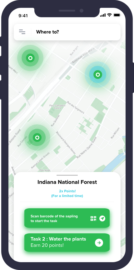 Forest availability and task selection screens