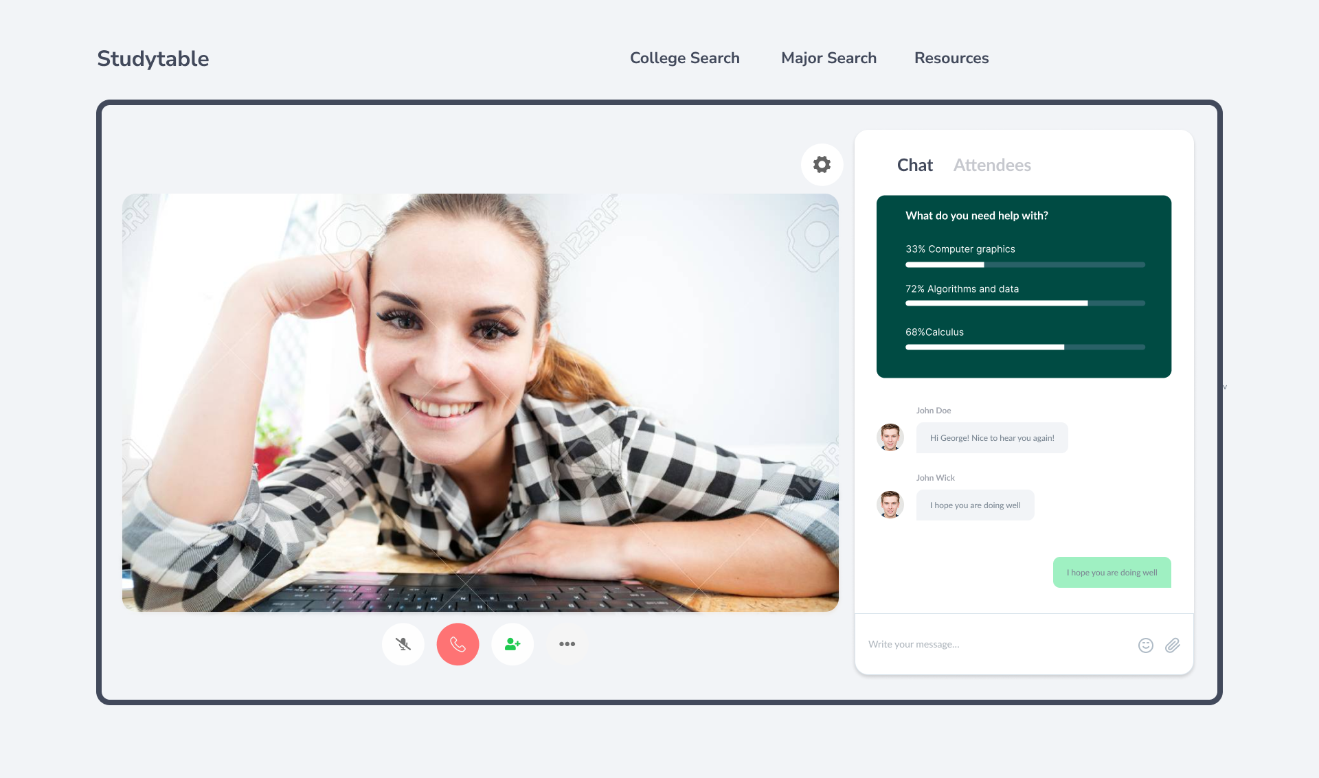 In-app chat and call